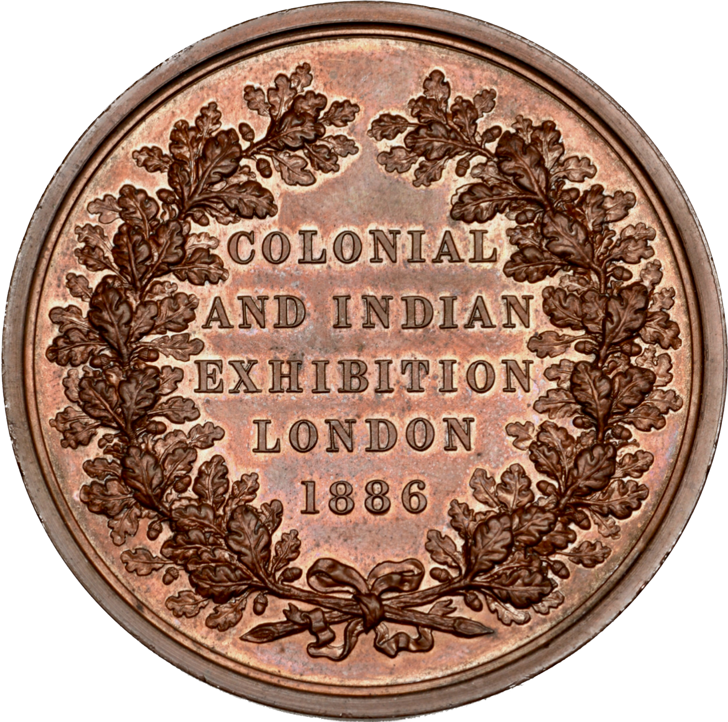 1886 Colonial and Indian Exhibition 52mm copper medal in fitted case by LC Wyon BHM 3209