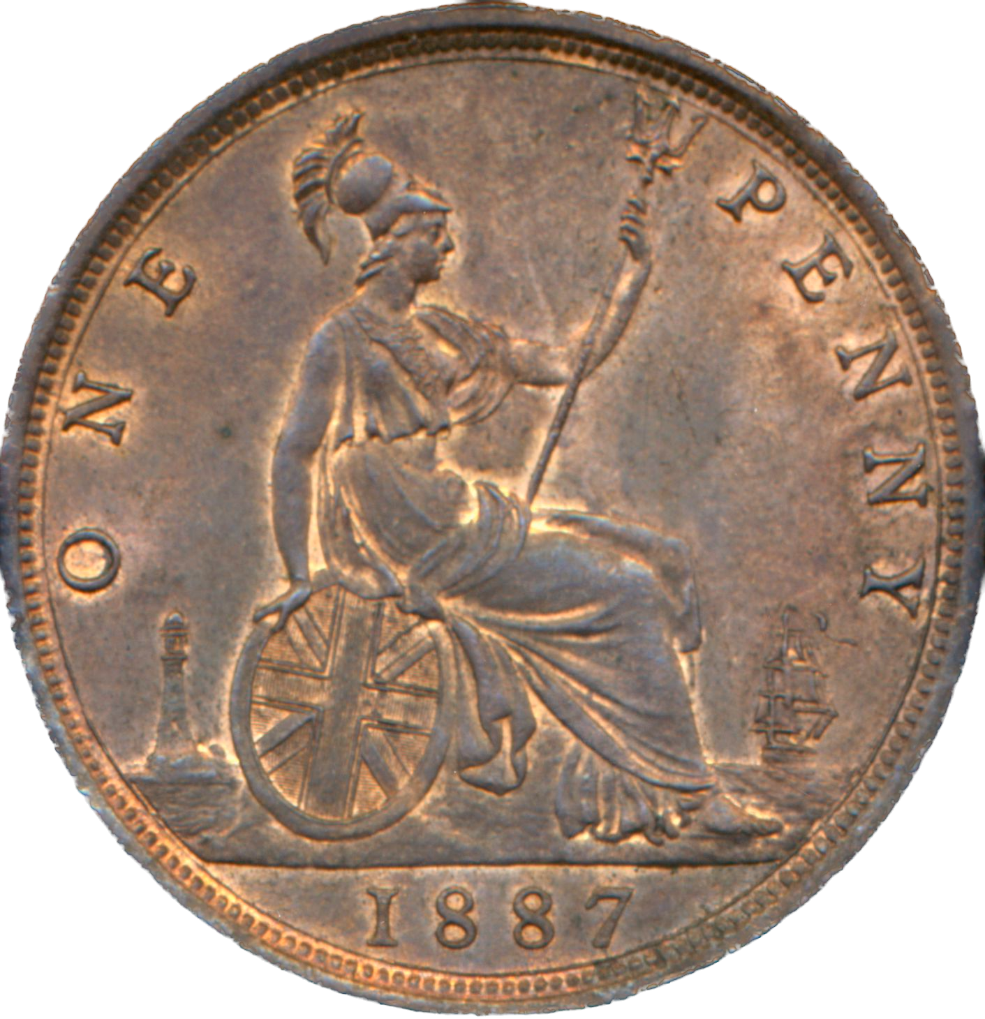 1887 Penny F125 AUNC/UNC