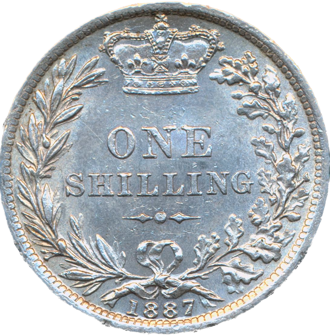 1887 Shilling Fourth young head S3907 ESC 3080 AUNC