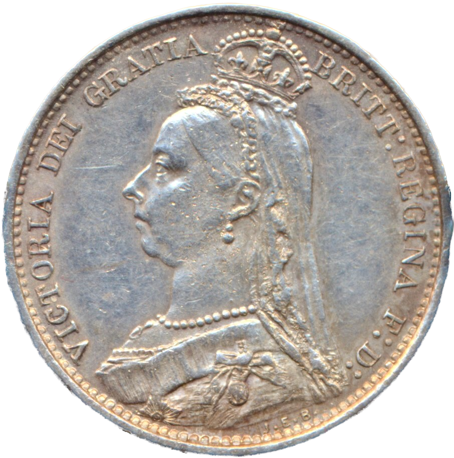 1887 Sixpence Jubilee head R over V S3928 ESC 3266 Extremely rare (R3) NEF