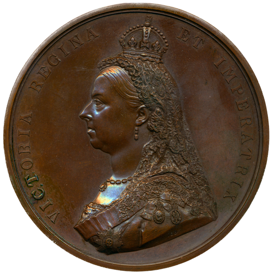 1887 Golden Jubilee BHM 3219 E1733b 77mm bronze medal in box of issue