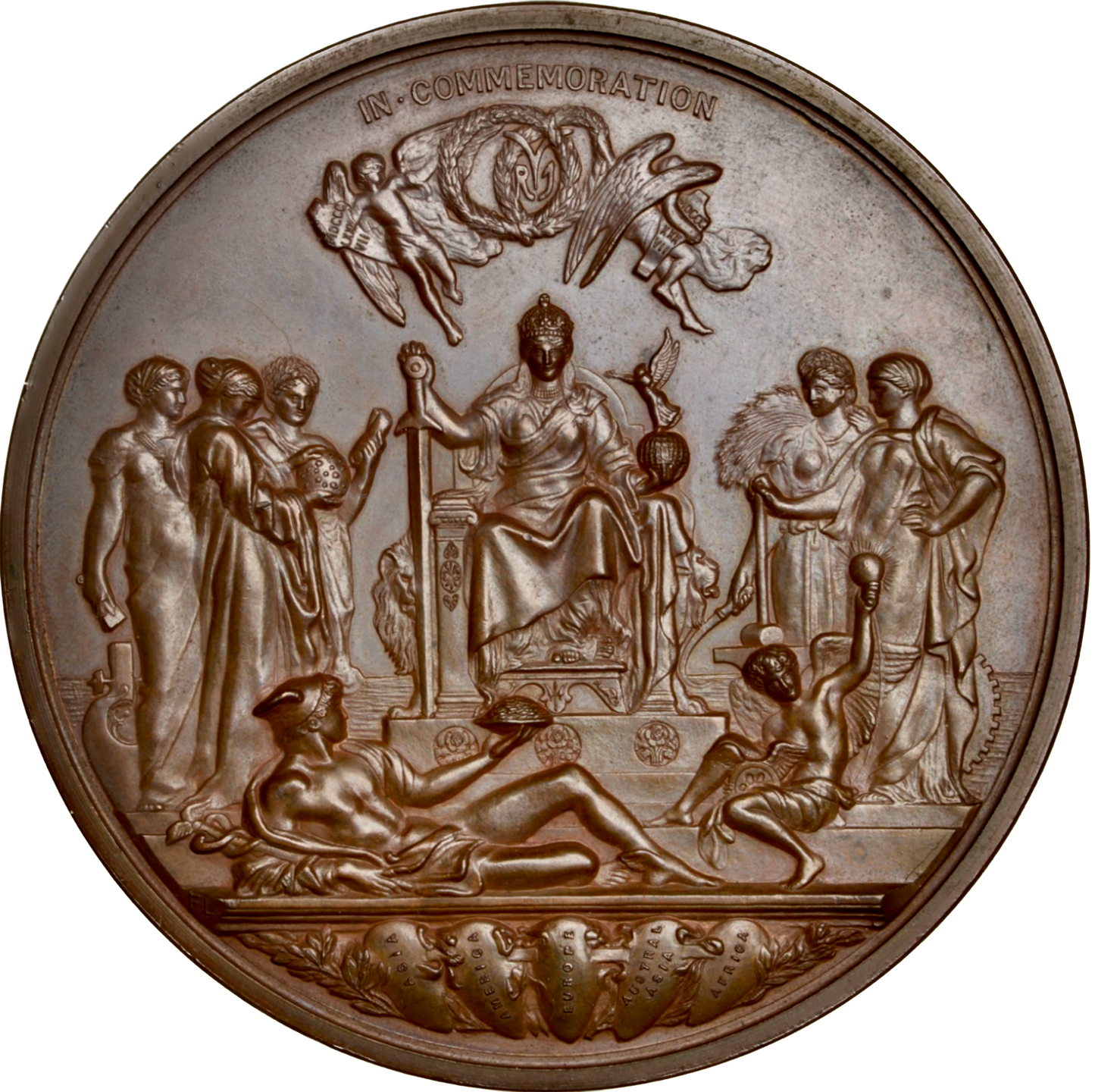1887 Golden Jubilee BHM 3219 E1733b 77mm bronze medal in box of issue