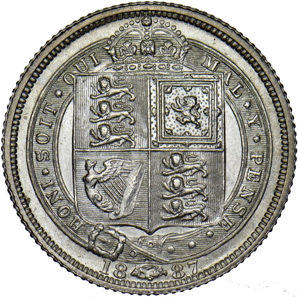 1887 Sixpence Jubilee head R over I S3928 ESC 3265 Extremely rare (R3) GEF
