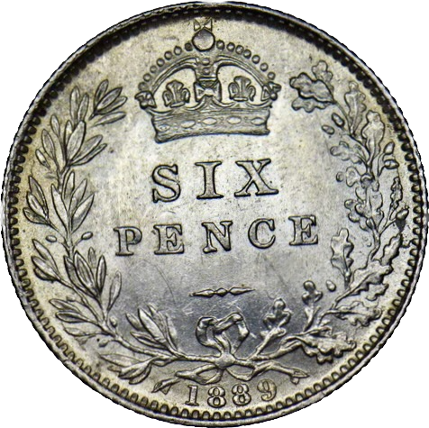 1889 Sixpence Jubilee head S3929 ESC 3279 UNC