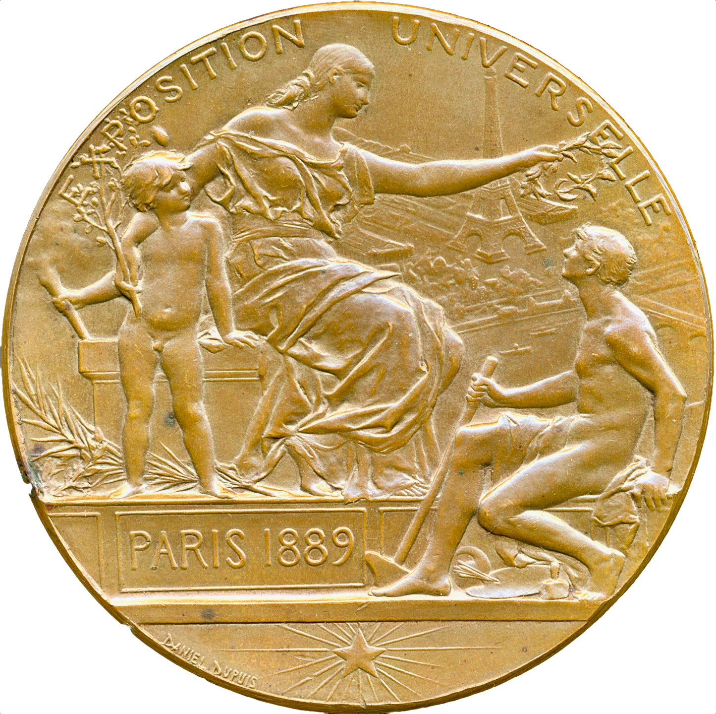 1889 FRANCE Exposition Universelle, Paris 63.5mm bronze medal by J-B Daniel Dupuis