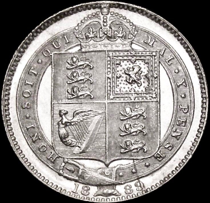 1889 Shilling Large Jubilee head S3927 ESC 3142 AUNC