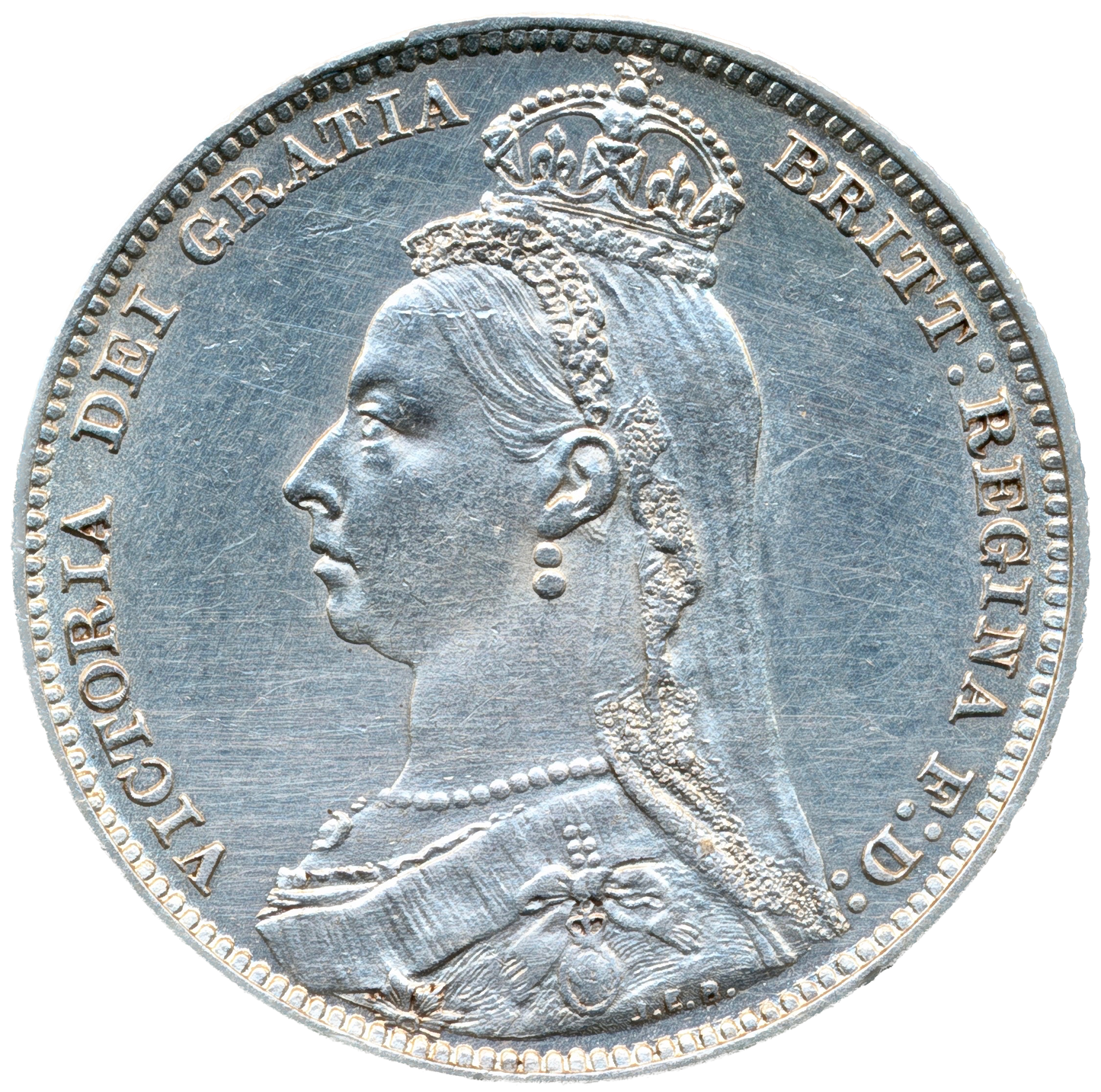 1891 Shilling Large Jubilee head S3927 ESC 3145 AUNC/GEF
