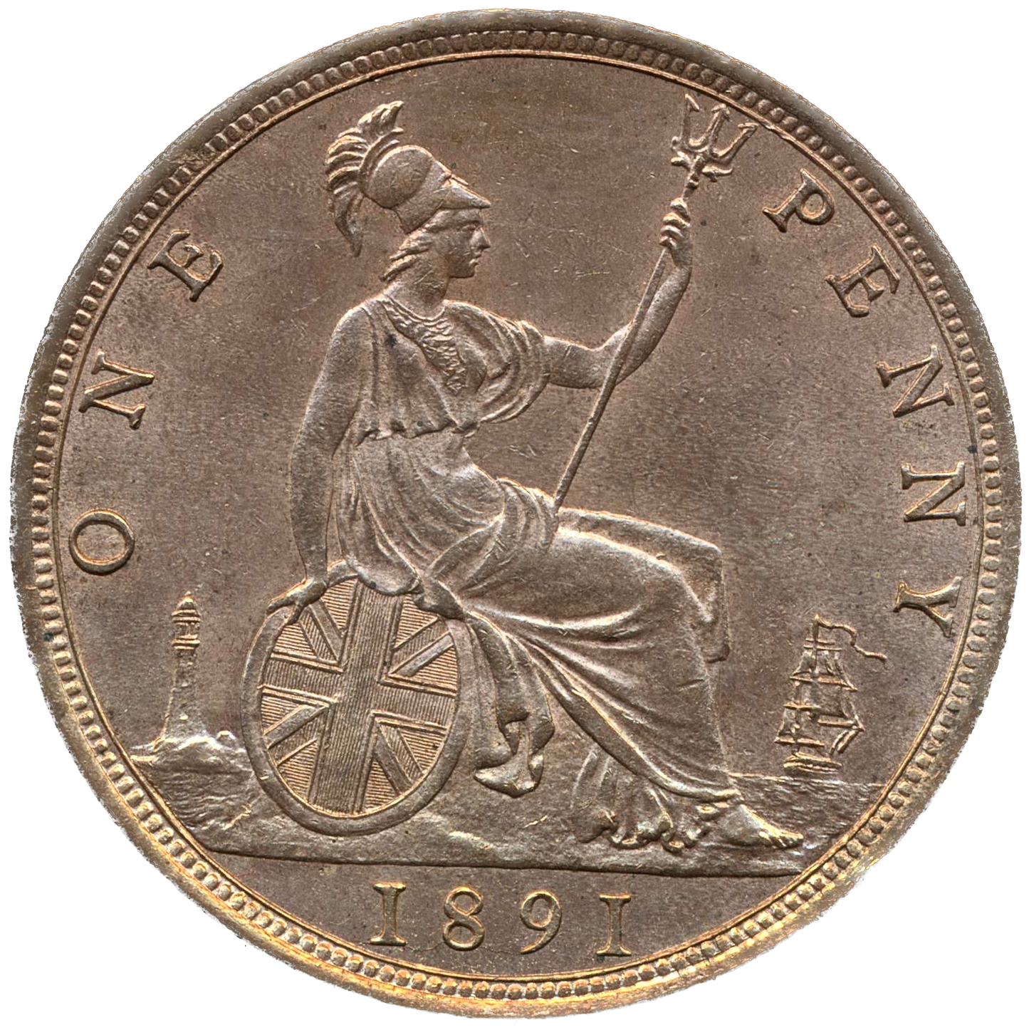 1891 Penny S3954 F132 UNC