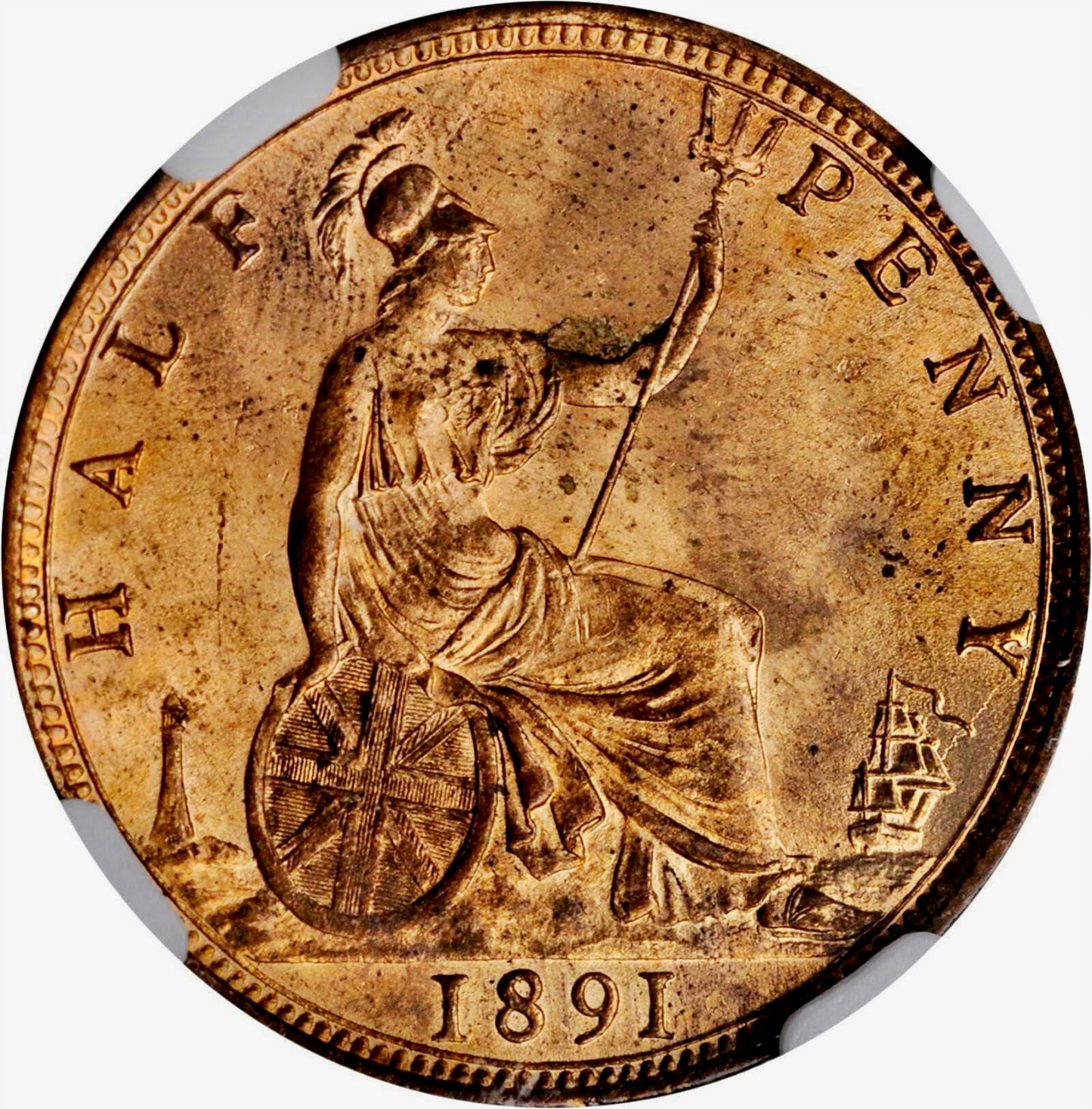 1891 Halfpenny F 364 UNC NGC MS64
