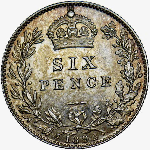 1892 Sixpence Jubilee head S3929 ESC 3283 UNC