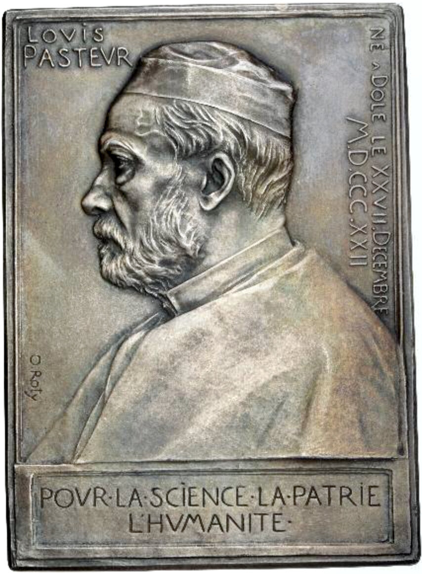 1892 FRANCE Louis Pasteur silvered bronze plaque 67.5*48.5mm in case by Oscar Roty