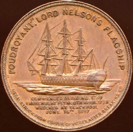 1897 Lord Nelson's flagship HMS Foudroyant 39mm bronze medal BHM 3613 E1813