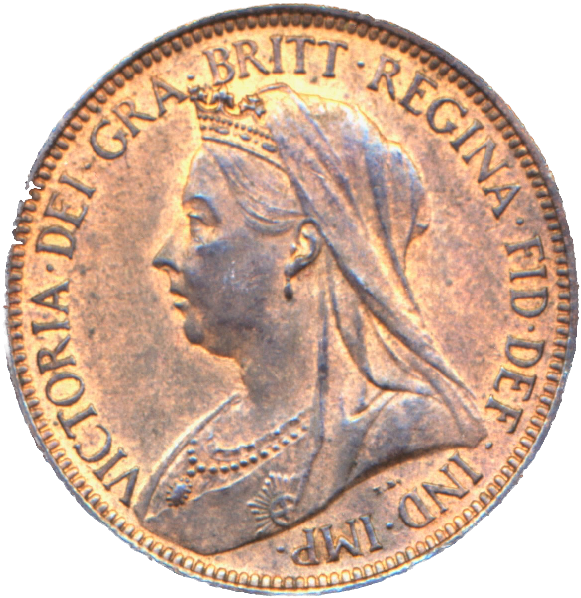 1897 Halfpenny F 373 Reverse B (low tide) UNC