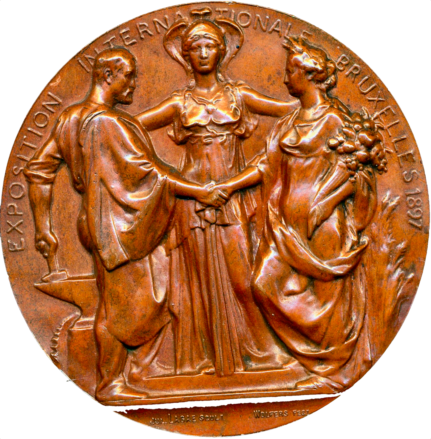 1897 BELGIUM International Exposition 1897, Brussels 69.5mm bronze medal