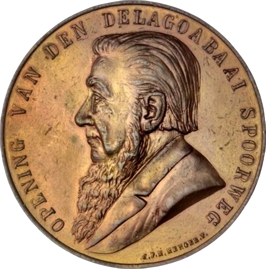 1897 SOUTH AFRICA Opening of the Delagoa Bay Railway 44mm copper medal by P. M. Menger