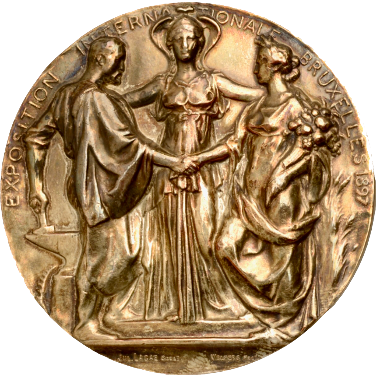 1897 BELGIUM International Exposition 1897, Brussels 69.5mm bronze medal