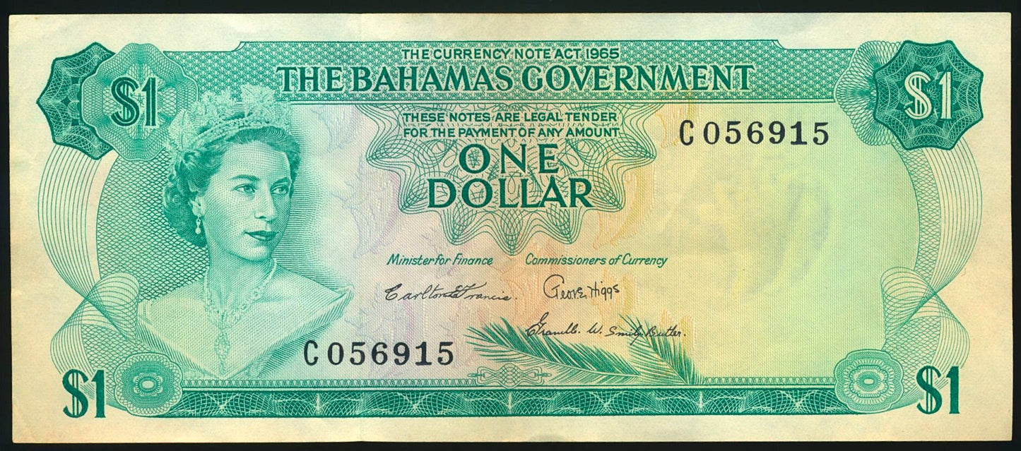 BAHAMAS P.18b 1965-1968 $1 NEF C