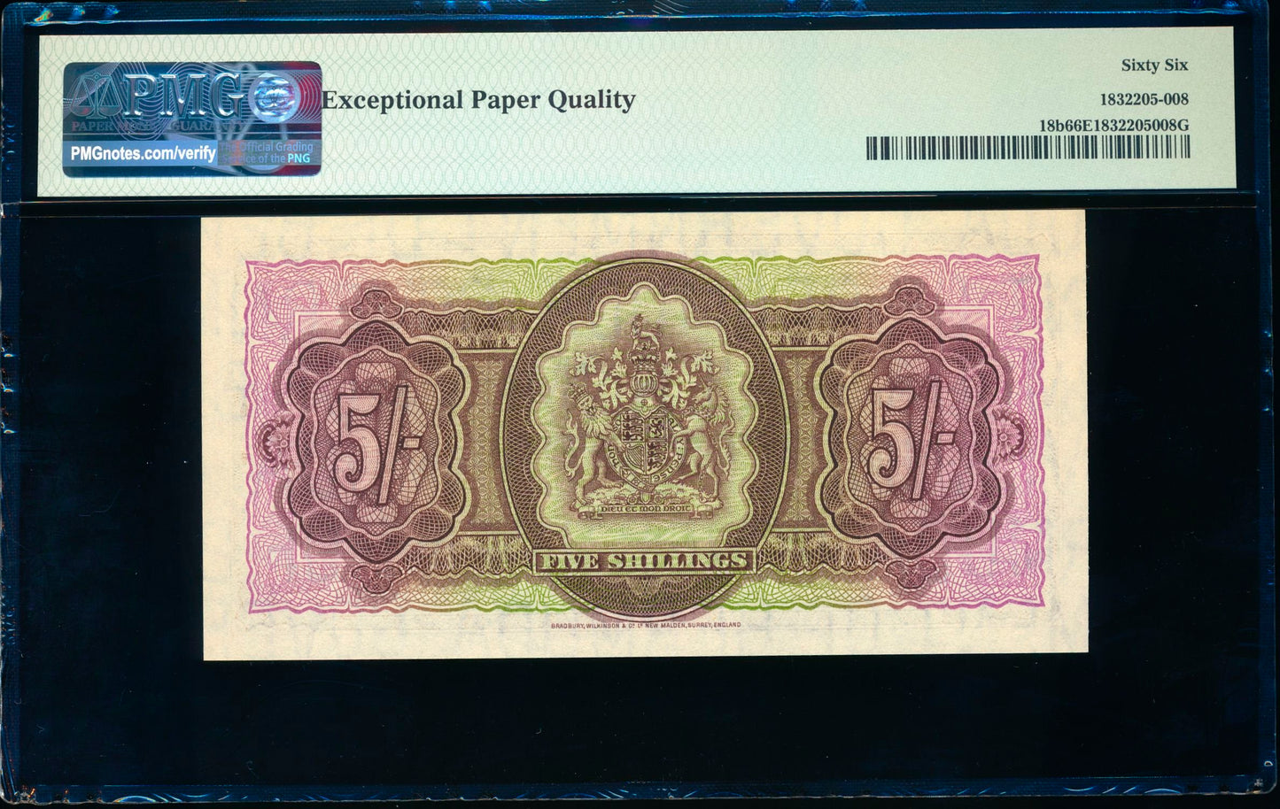 BERMUDA P.18b 1952-1957 5 Shillings W/1 GEM UNC 66 EPQ