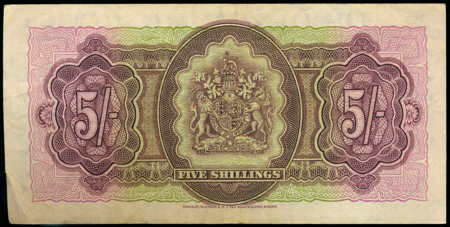 BERMUDA P.18b 1952-1957 5 Shillings GVF Y/1