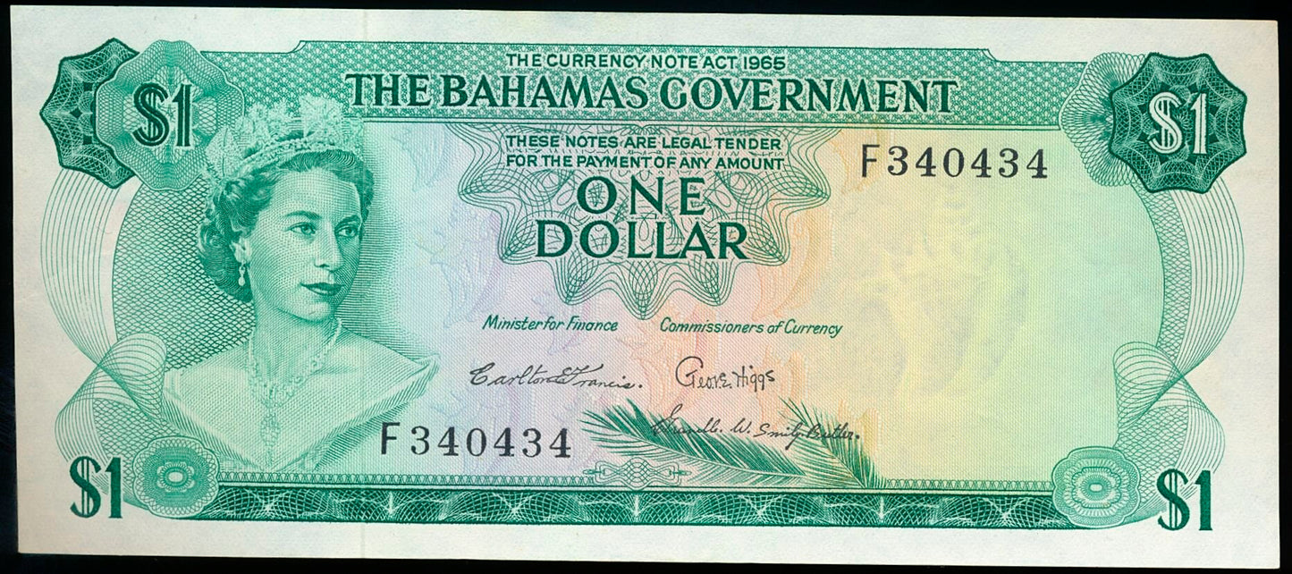 BAHAMAS P.18b 1965-1968 $1 EF F