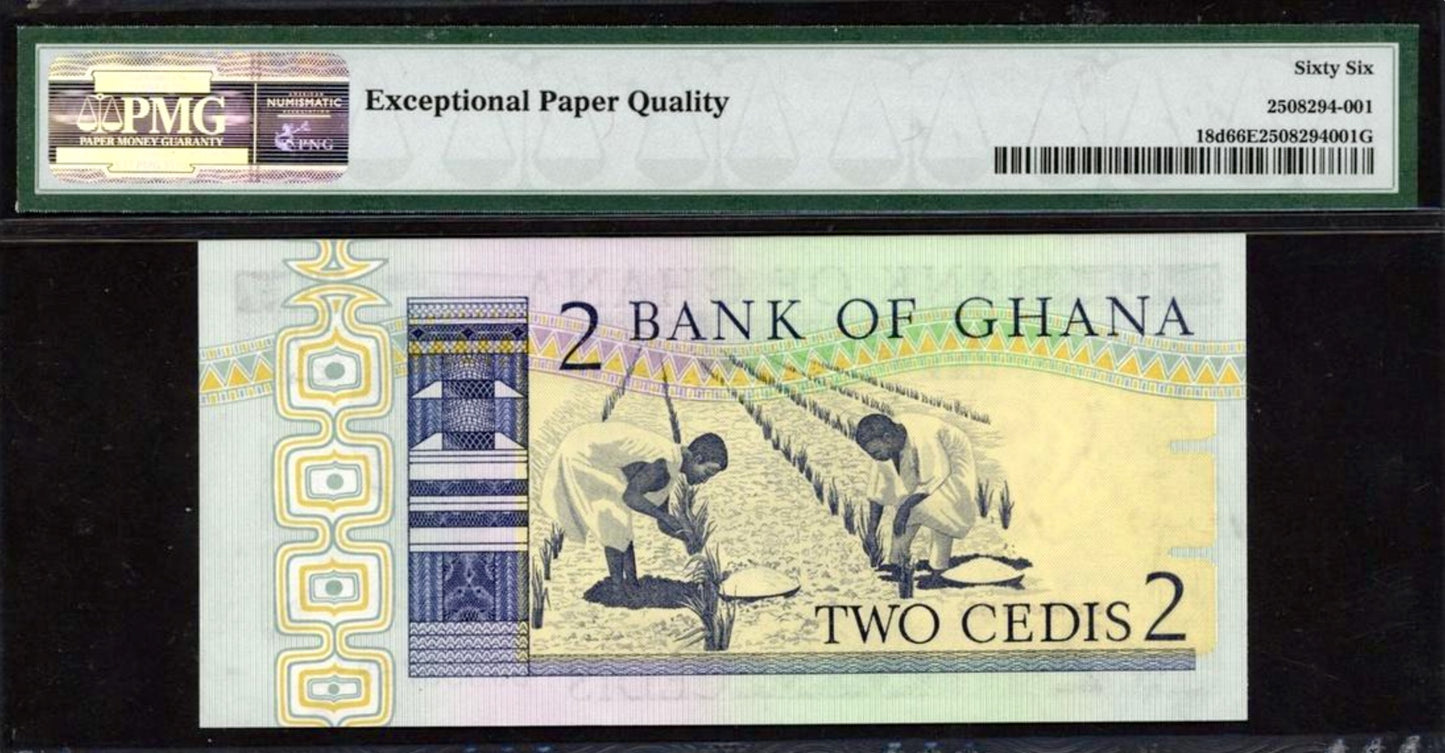 GHANA P.18d 1982 2 Cedis GEM 66 UNC