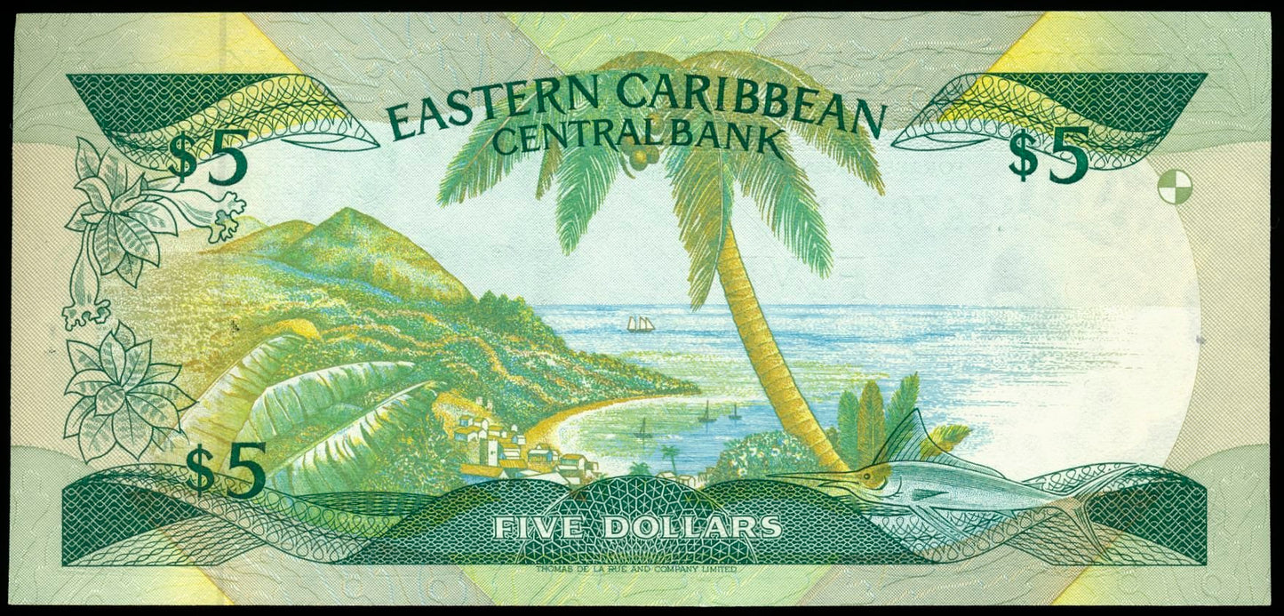 EAST CARIBBEAN P.18m Suffix M Montserrat 1985 $5 UNC