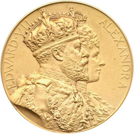 1902 Coronation 46mm bronze medal by F Bowcher E1869b BHM 3741 in original box