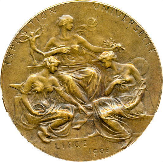 1905 BELGIUM International Exposition Liege 69.5mm bronze medal by Paul Dubois