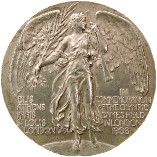 1908 London Olympics 50mm participation medal in white metal BHM 3963 E1904