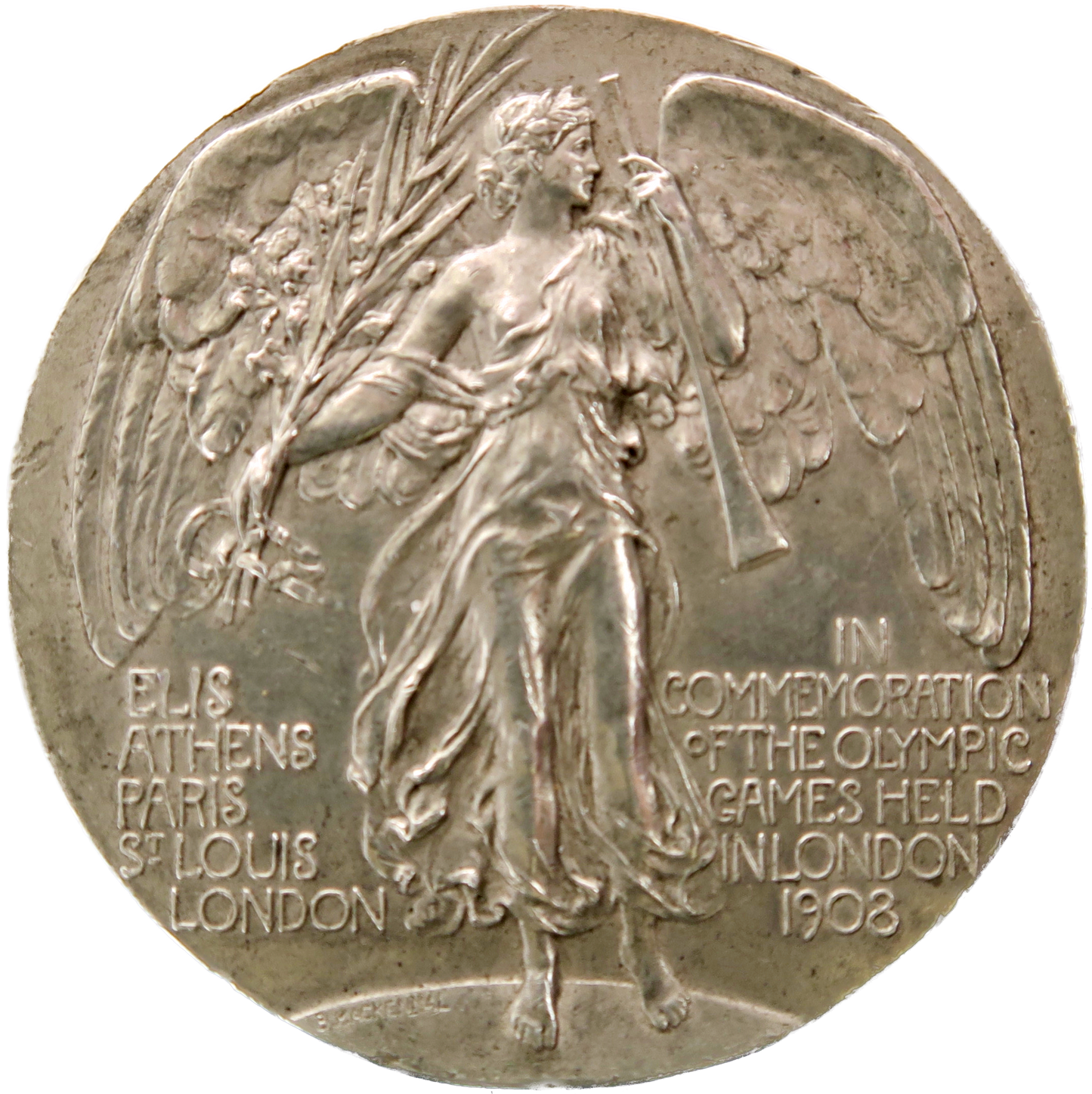 1908 London Olympics 50mm participation medal in white metal BHM 3963 E1904