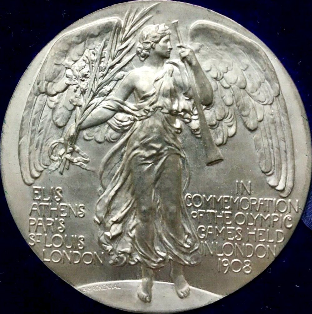 1908 London Olympics 50mm boxed participation medal in white metal BHM 3963 E1904