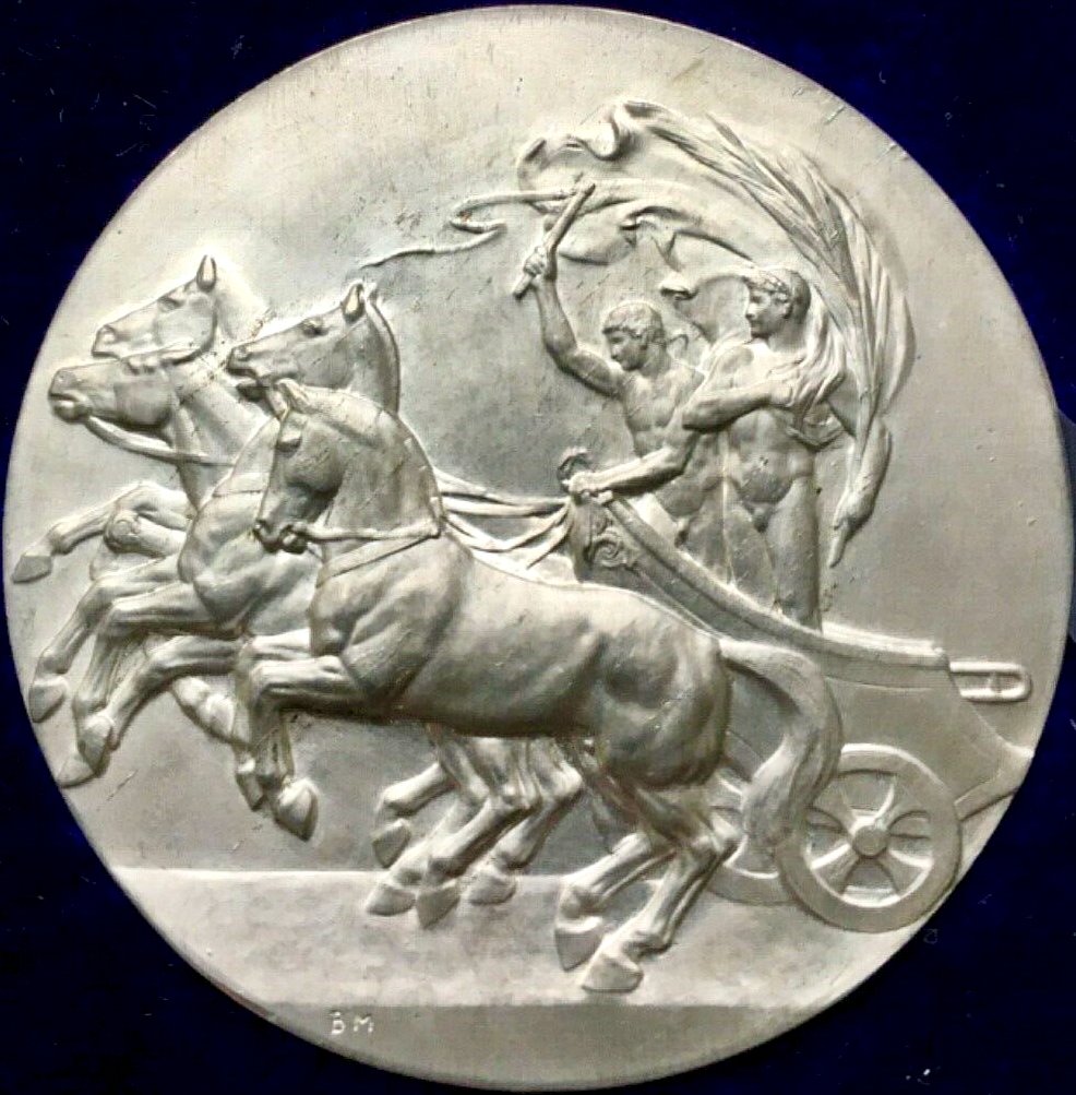 1908 London Olympics 50mm boxed participation medal in white metal BHM 3963 E1904