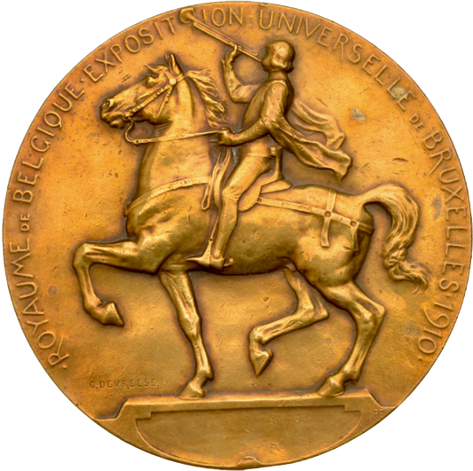 1910 BELGIUM Exposition Universelle Brussels 71mm bronze medal by G Devreese