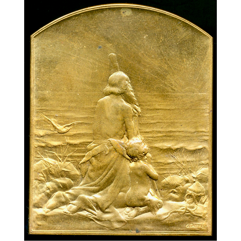 1910 FRANCE 'Le Salut de Soleil' 63mm*50mm bronze medal by Georges Dupré Maier 188
