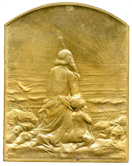 1910 FRANCE 'Le Salut de Soleil' 63mm*50mm bronze medal by Georges Dupré Maier 188