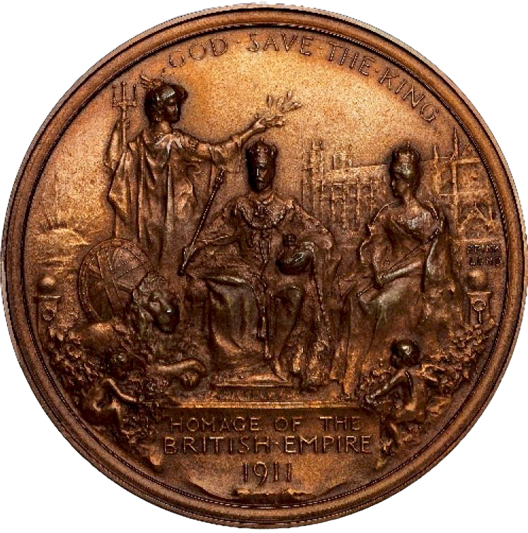 1911 Coronation cased set of two medals E1921 BHM 4023 Extremely Rare UNC