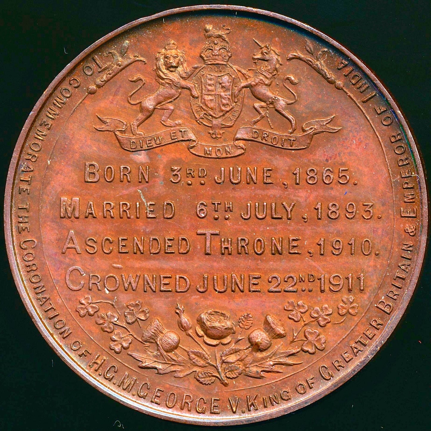 1911 Coronation bronze medal in box of issue BHM 4034var AUNC