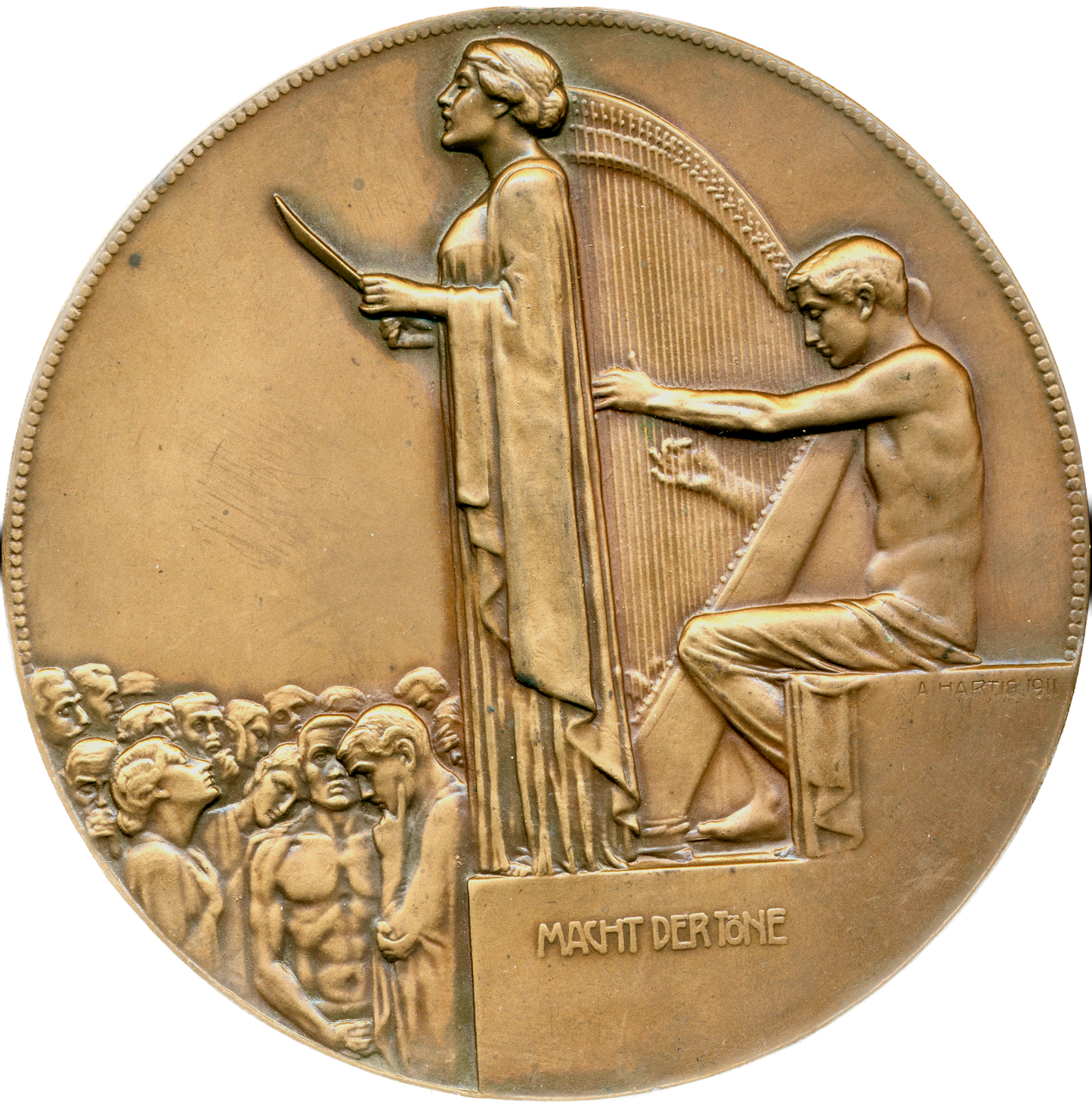 1915 AUSTRIA 'Die Macht der Tone' 75mm bronze uniface medal by A Hartig