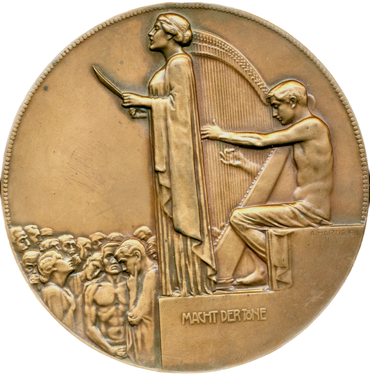 1915 AUSTRIA 'Die Macht der Tone' 75mm bronze uniface medal by A Hartig