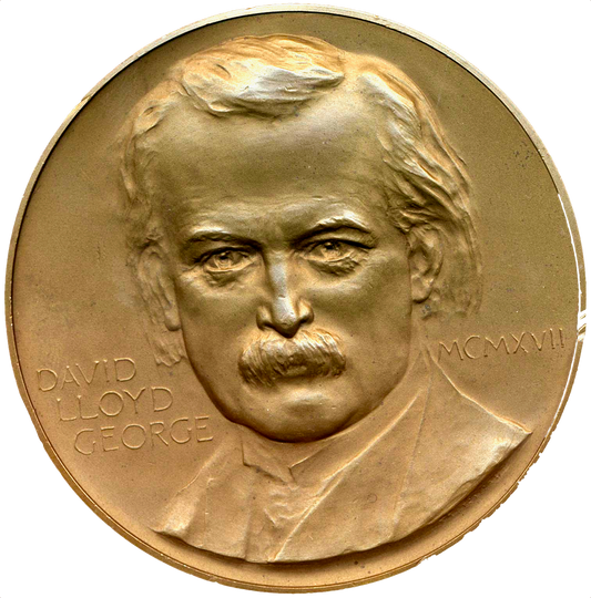 1917 David Lloyd George 64mm bronze medal by Frank Bowcher BHM 4130 E1959