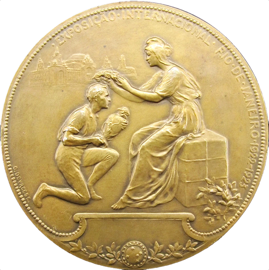 1923 BRAZIL International Exposition Rio de Janeiro bronze 75mm medal by Devreese