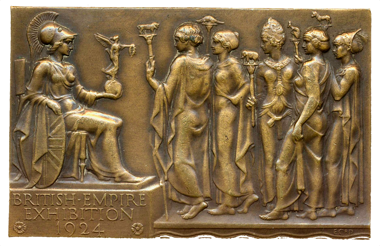 1924 British Empire Exhibition 77mm*50mm bronze plaque by E Carter Preston BHM 4189 E1988