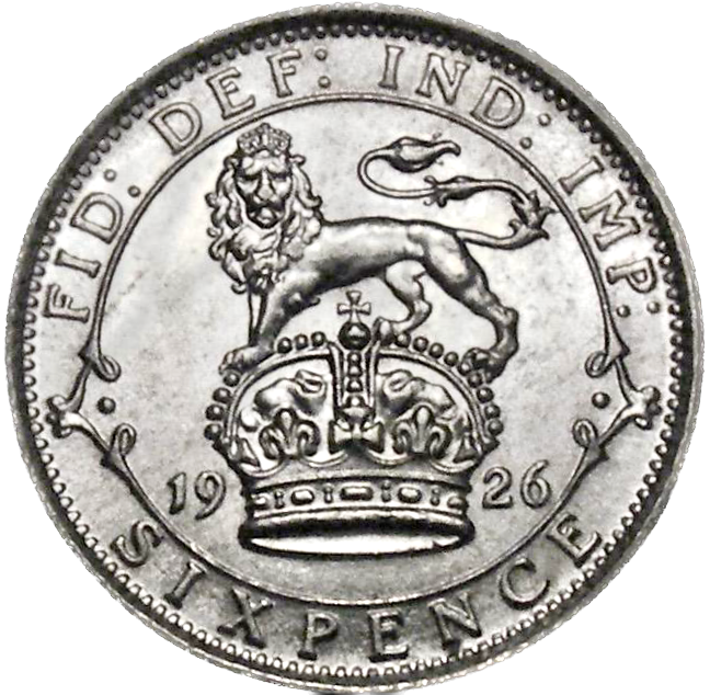 1926 Sixpence S4034 ESC 3895 Modified Effigy Scarce UNC