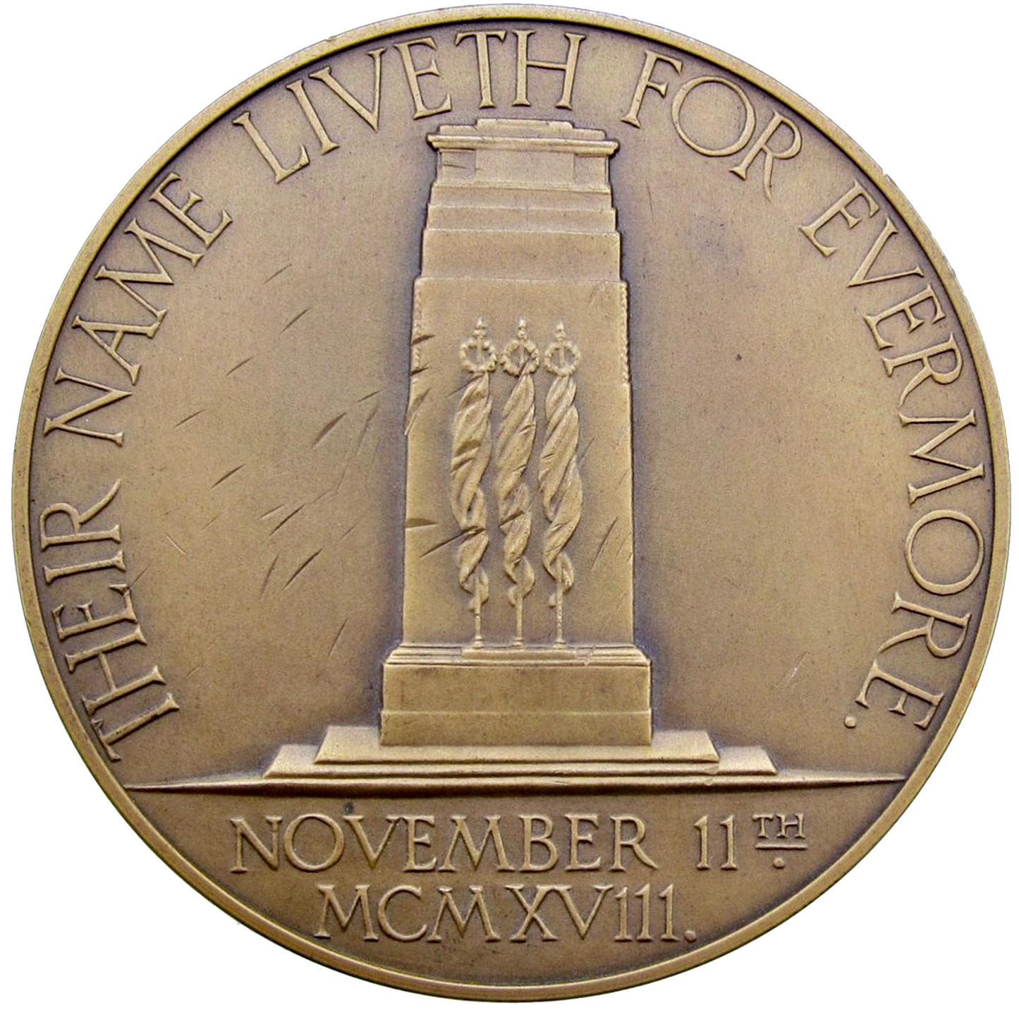 1928 10th Anniversary of the Armistice 76mm bronze medal in box E2008a BHM 4132 AUNC