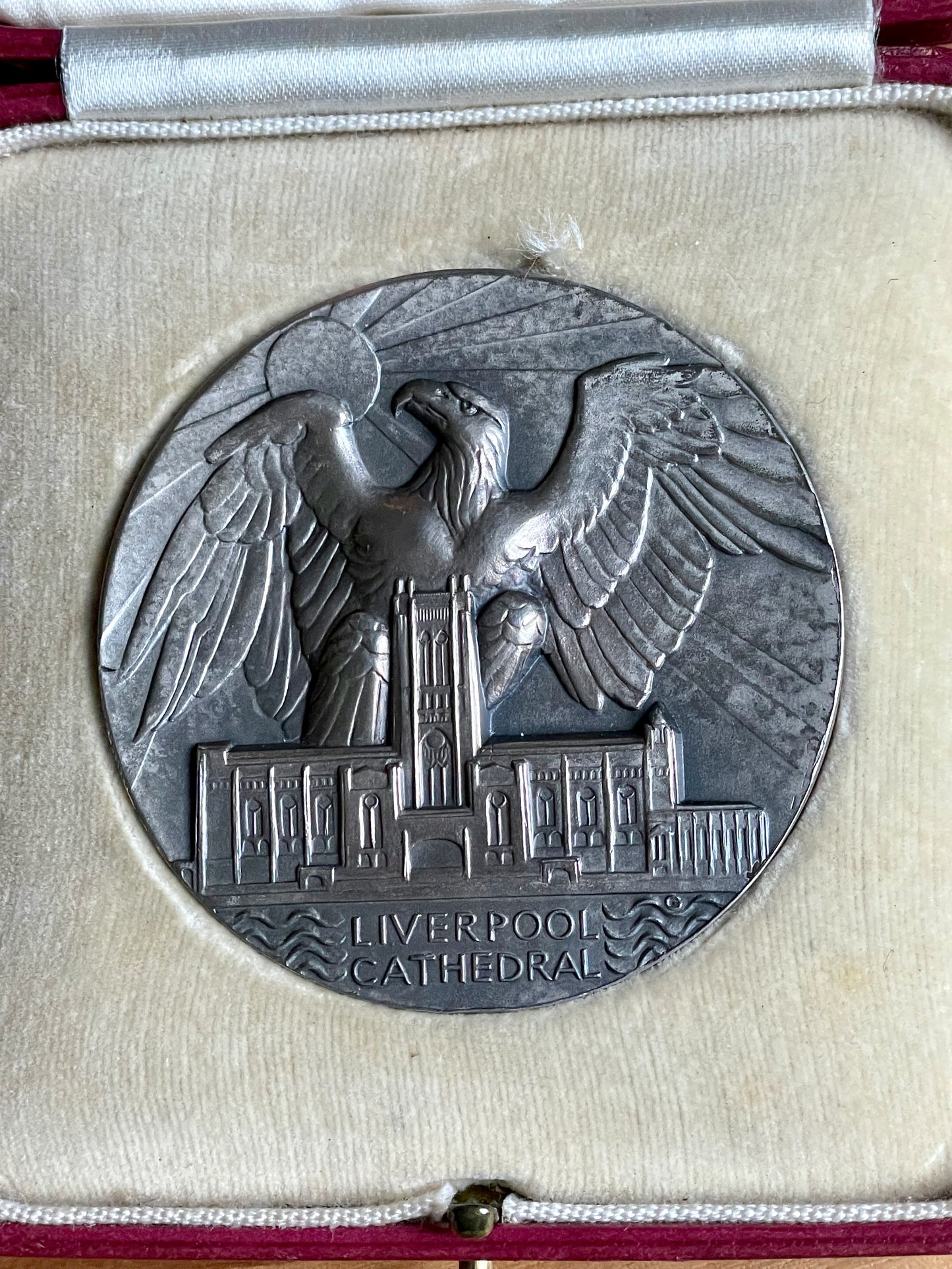 1934 Liverpool Cathedral 57mm silver award medal by W Gilbert E 2025 in box of issue