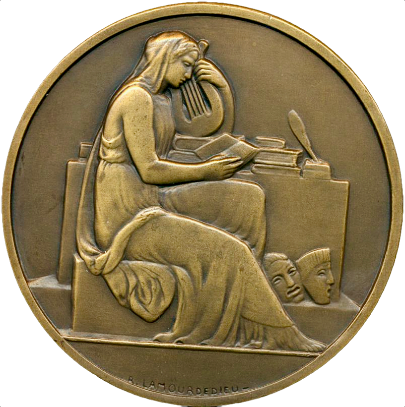 1935 FRANCE Victor Hugo 68mm bronze portrait medal by Lamourdedieu