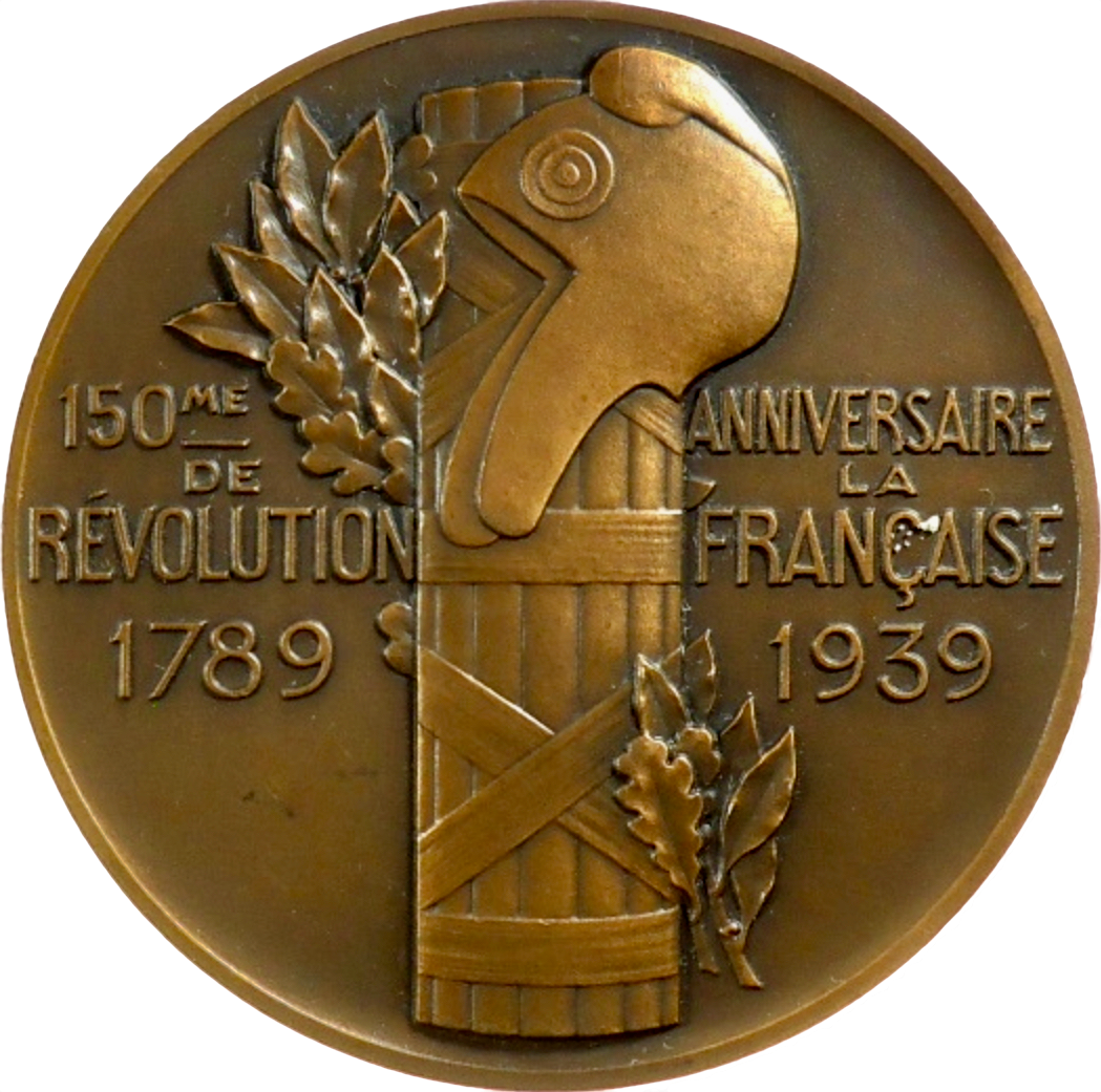 1939 FRANCE 150th Anniversary of French Revolution 58mm bronze medal by Turin