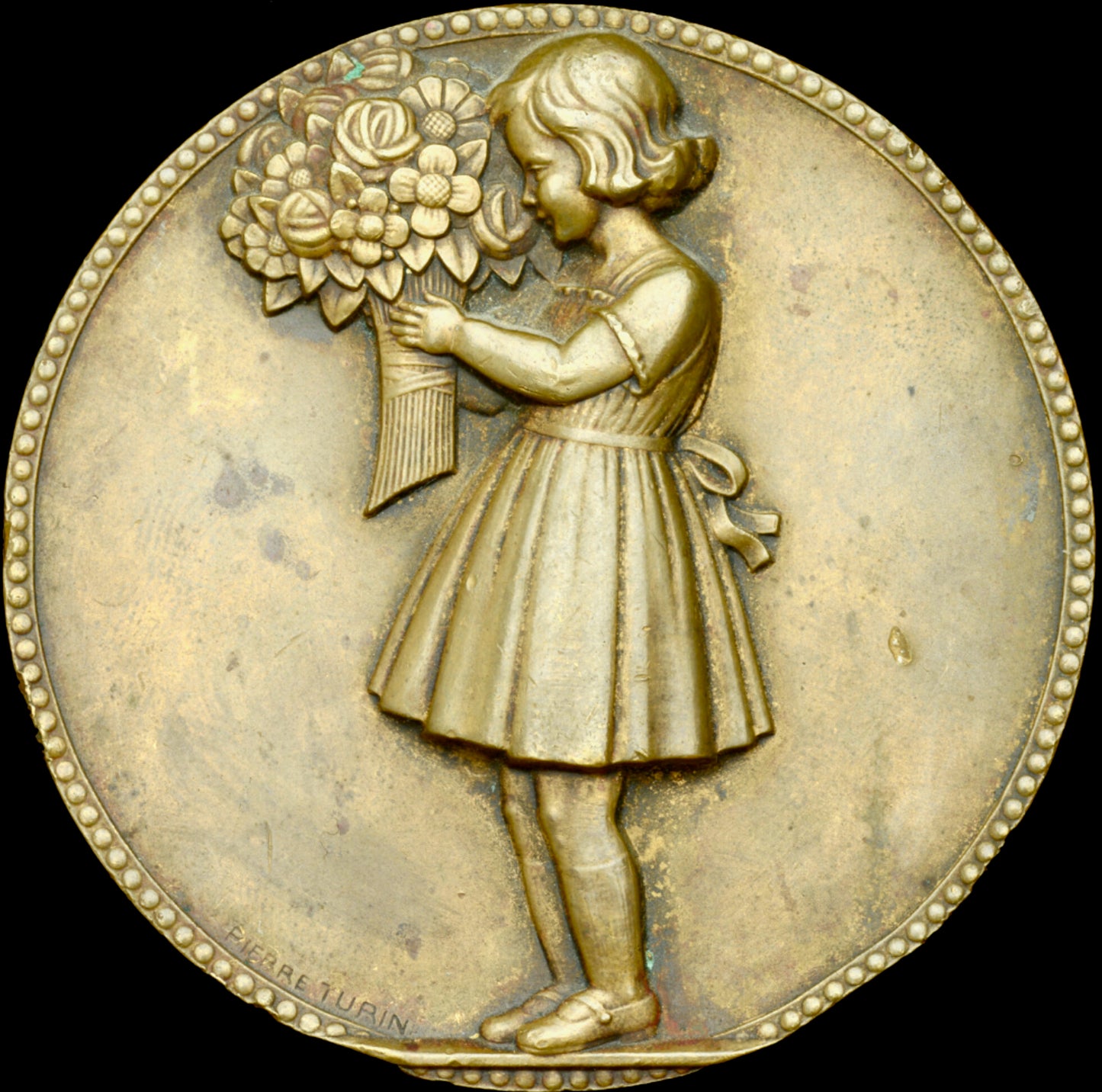 1944 FRANCE "Le Compliment" 68mm bronze medal by P Turin