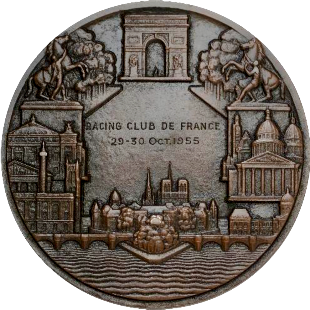 1955 FRANCE Racing Club de France award 81mm bronze medal by Pierre Turin