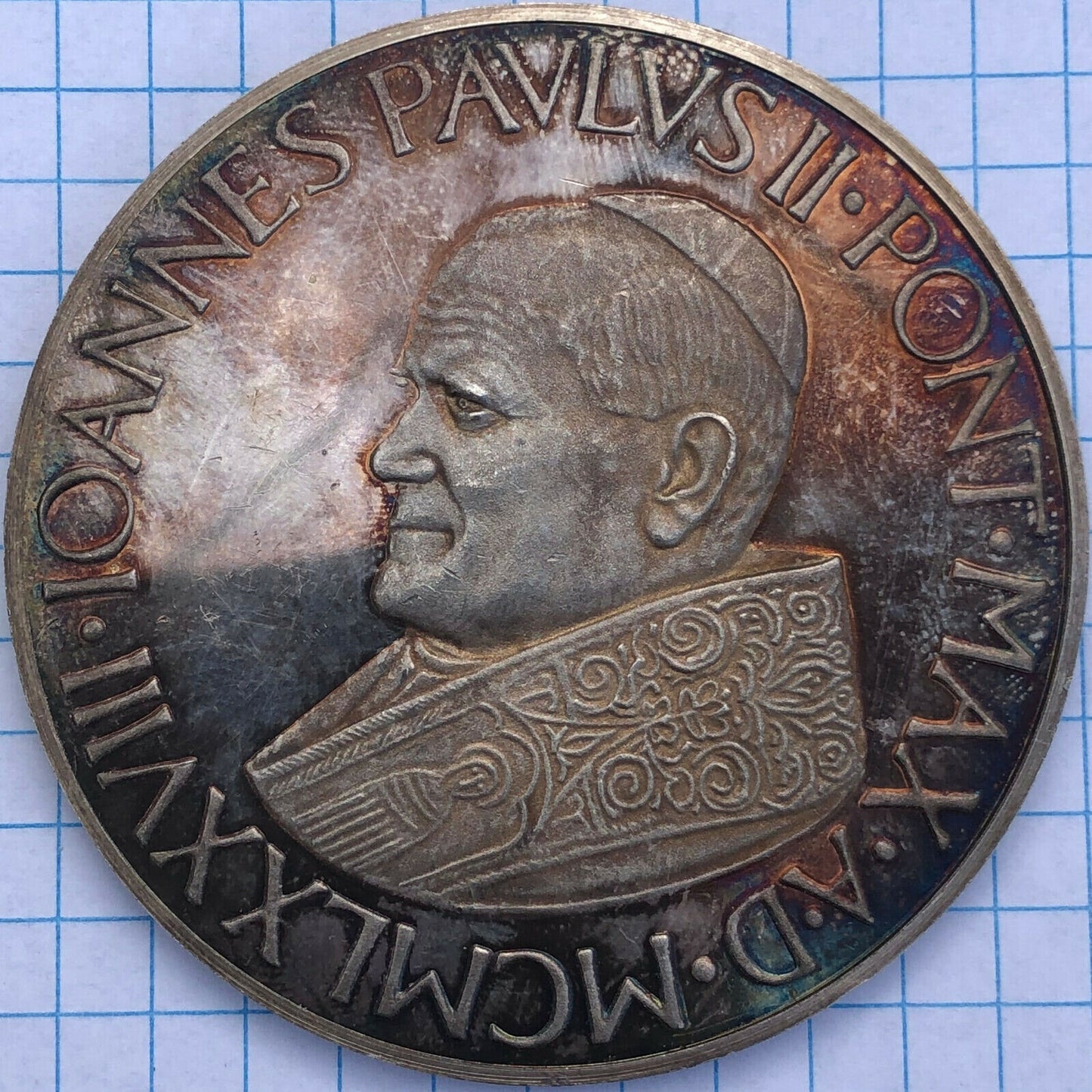 1978 ITALY Investiture of John Paul II as Pope 57mm silver medal EF